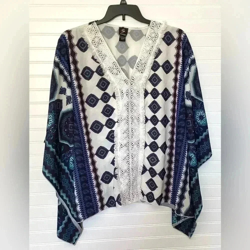 Studio Ey Boho Geometric print Top Blouse size large